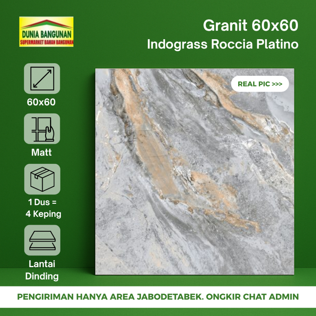 Granit 60x60 Lantai Indogress Roccia Platino Slip Guard Granit Matt/Keset / Granit Lantai Kamar Mand