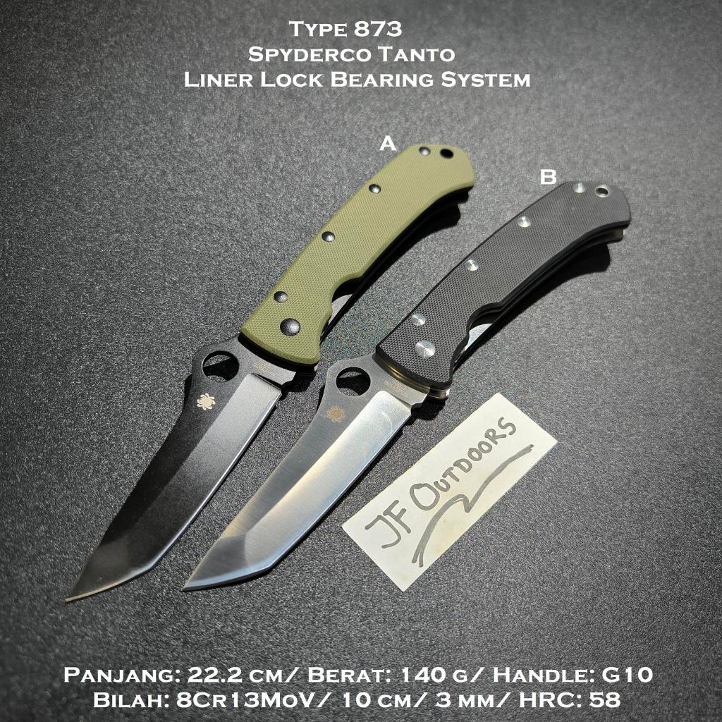 Pisau EDC Camping Outdoor Survival Spyderco Tanto Liner Lock Bearing System