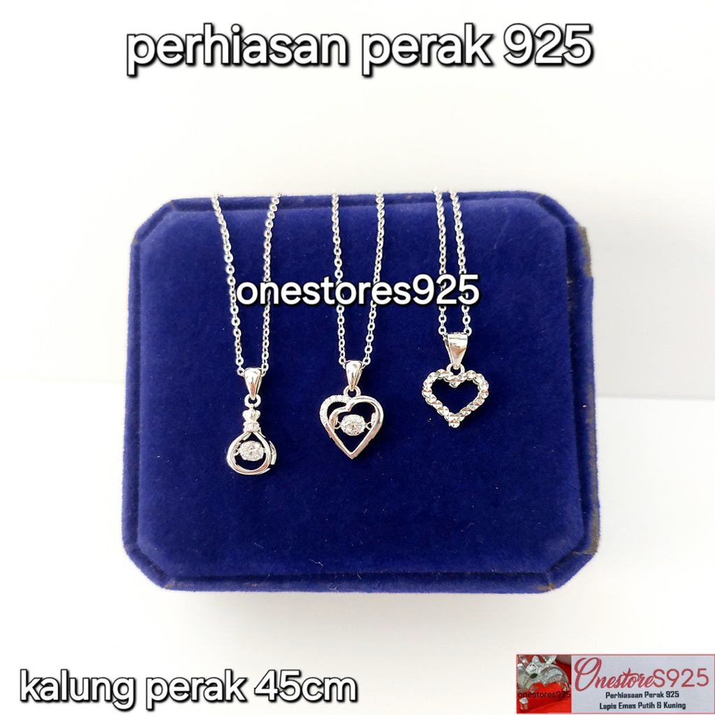 KALUNG PERAK 925 LIONTIN LOVE LAPIS EMAS PUTIH