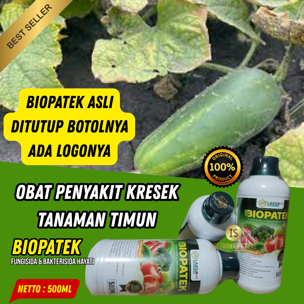 Fungisida Hayati BIOPATEK 500ml Cara Mengatasi Penyakit Kresek pada Daun Timun Mentimun Bonteng Padi