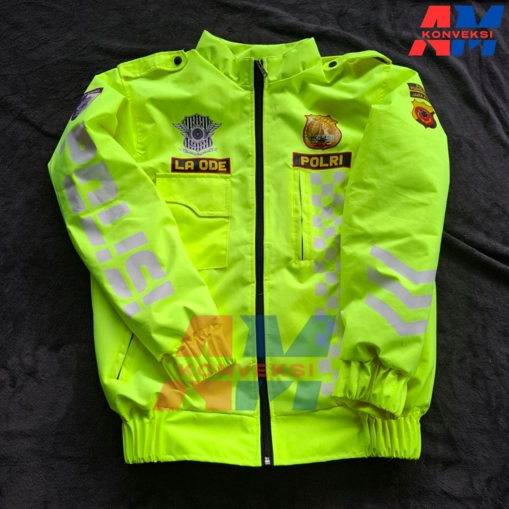 JAKET POLISI LANTAS FREMIUM FULL STABILO SABLON TERABIK JAKET POLRI