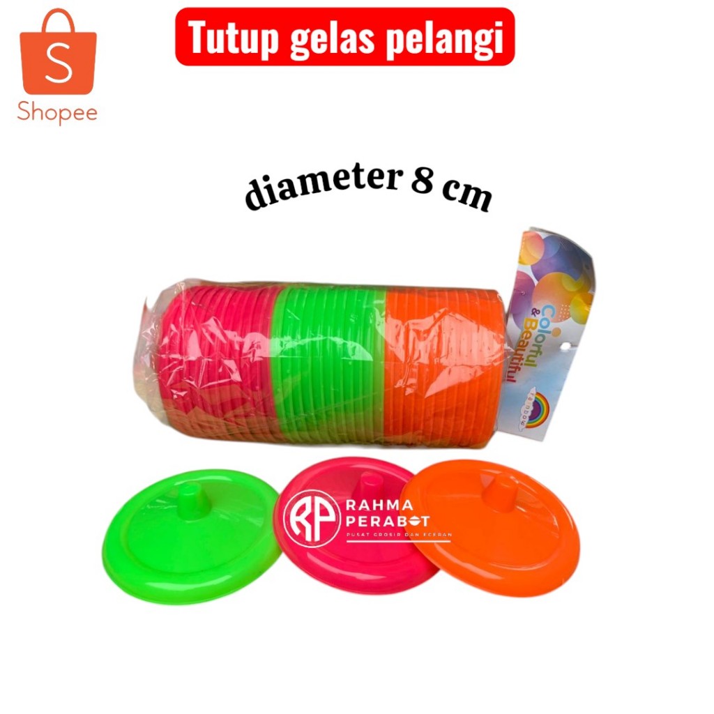 OBRaL✅  3 lusin Tutup Gelas Plastik Mika Warna Warni Kilap Tebal