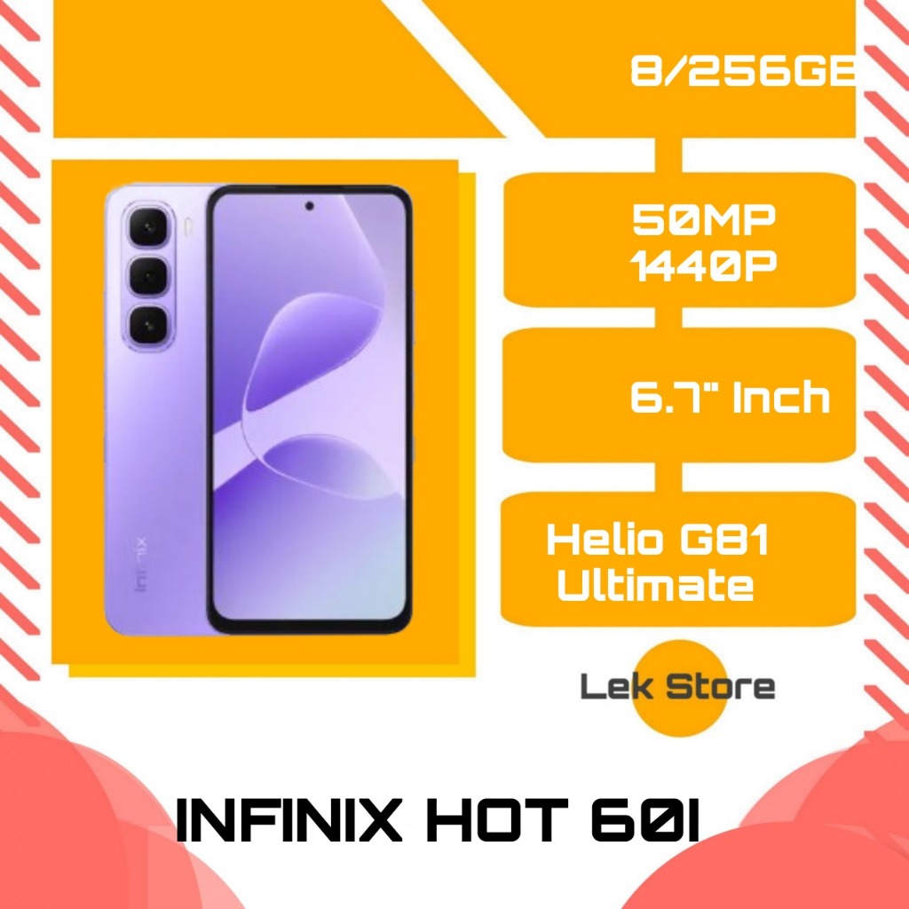 INFINIX HOT 60I RAM 6/128GB, 8/256GB - GARANSI RESMI - FREE AKSESORIS - HANDPHONE - SMARTPHONE