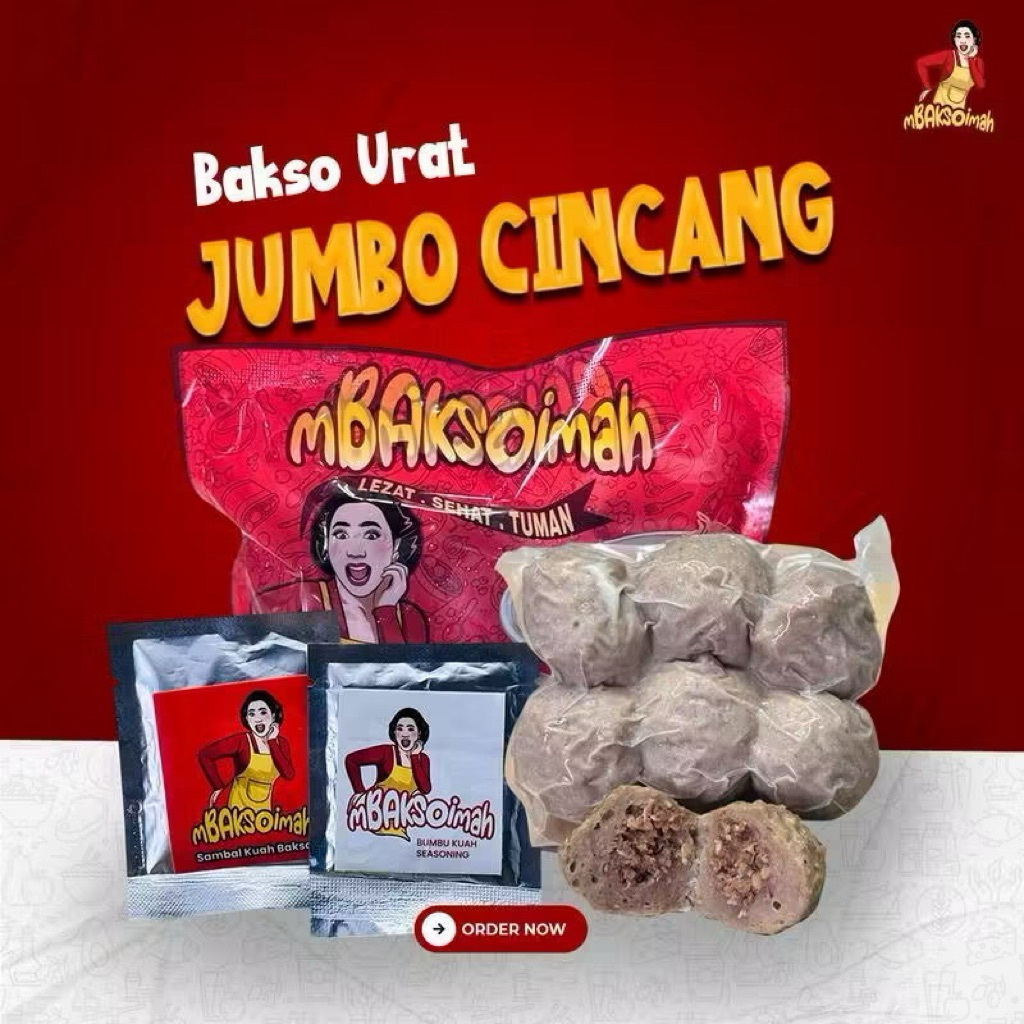 mBAKSOimah Bakso Urat Jumbo Cincang daging (1 pack isi 6 pcs)