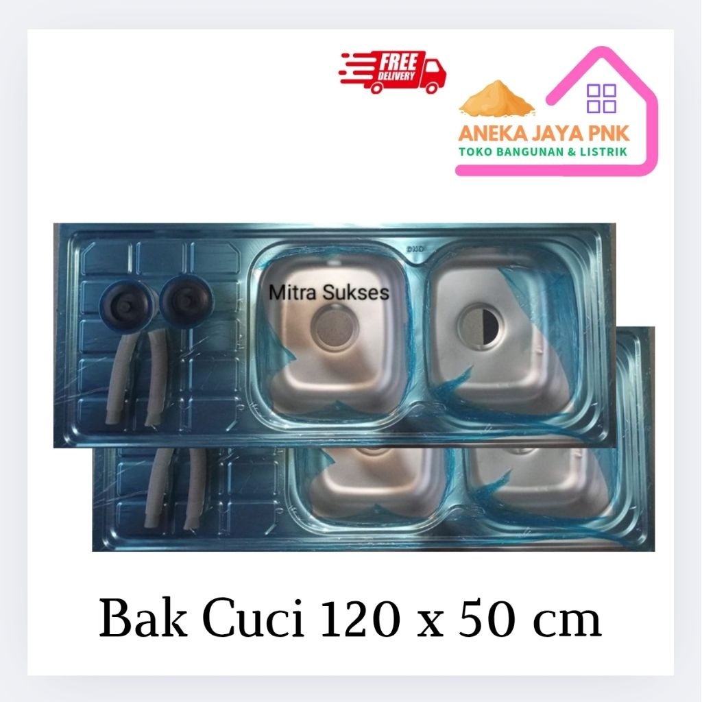 Bak Cuci Piring 2 Lubang + Sayap 120cm