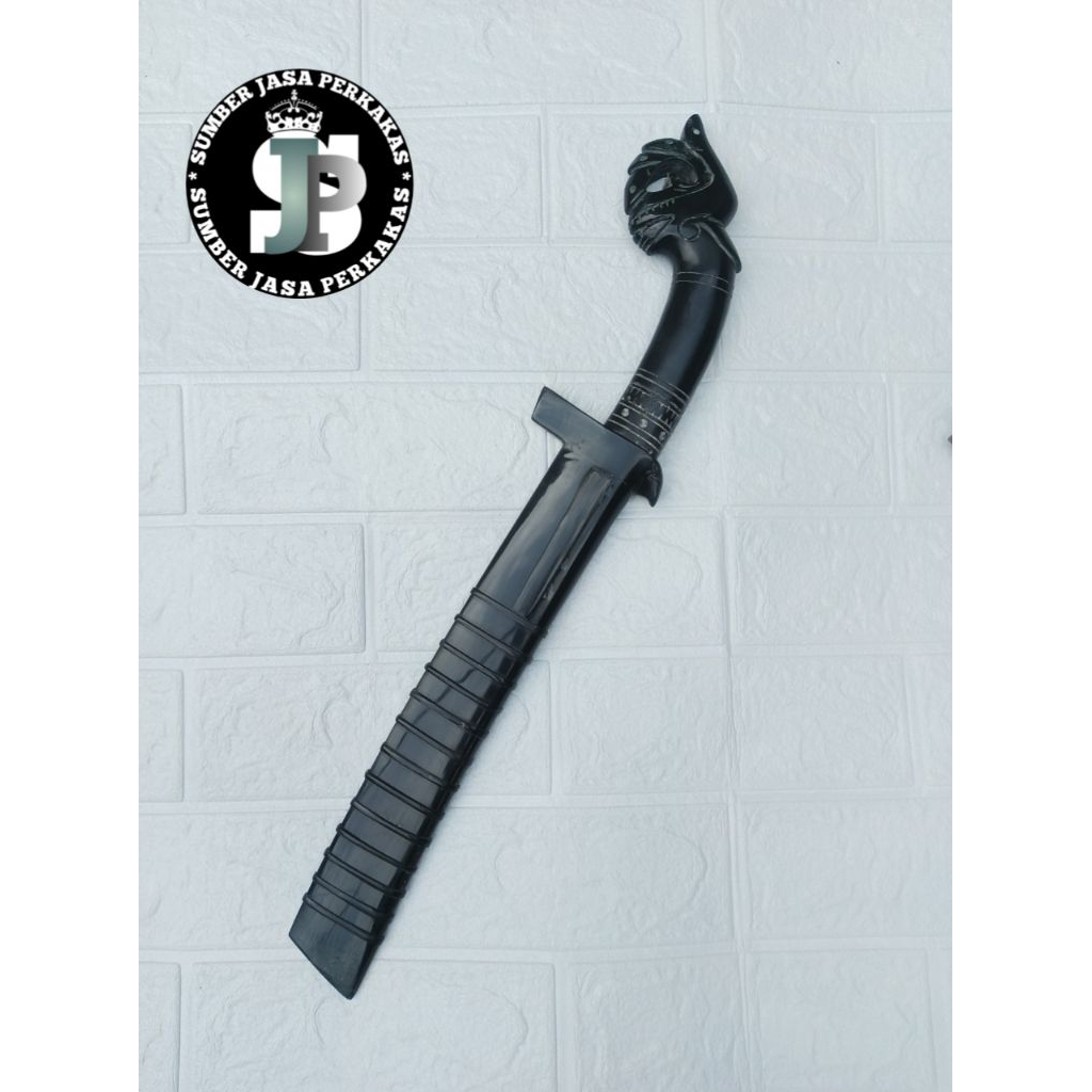 bedog full tanduk gagang ukir wayang 30 cm