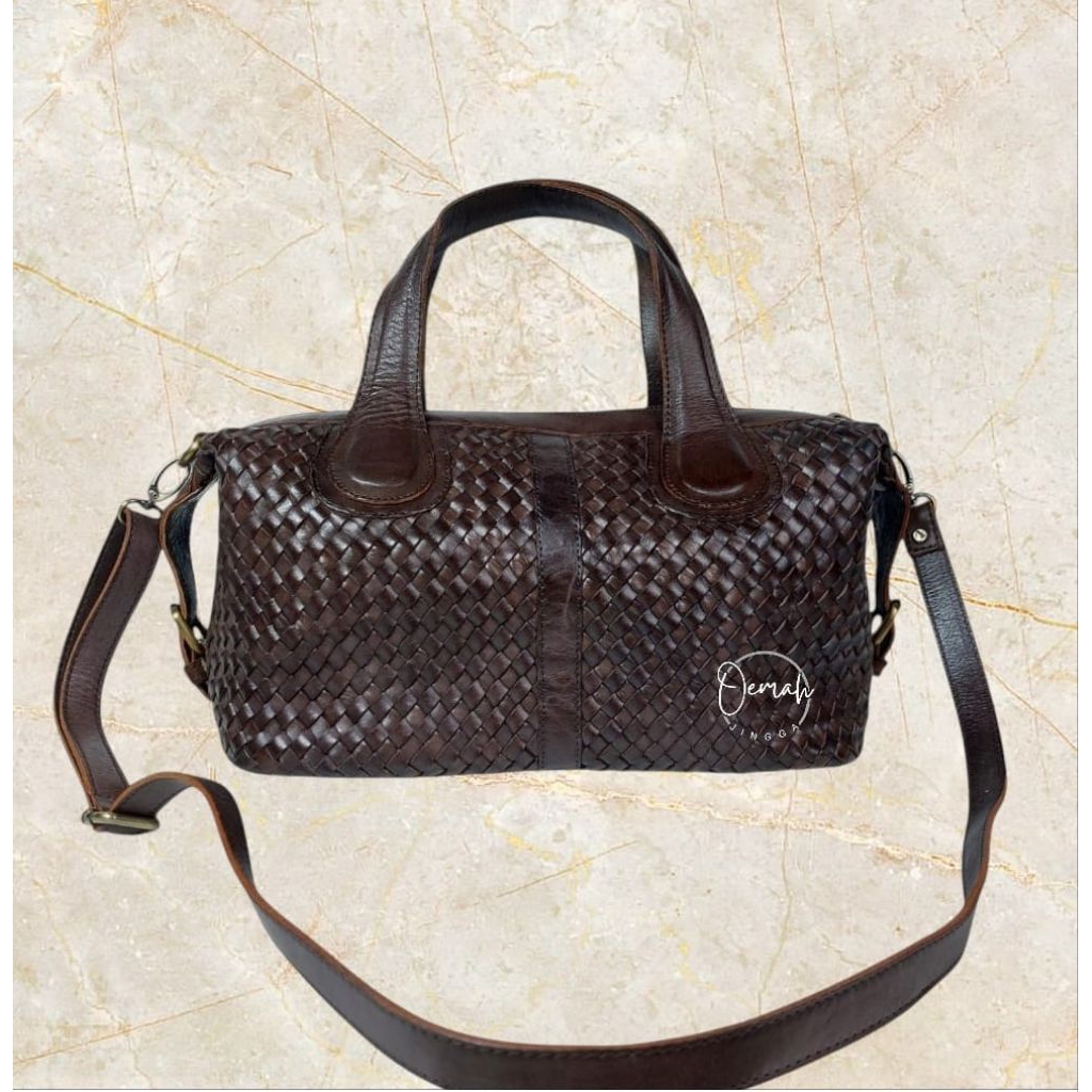 tas kulit asli - tas anyaman kulit asli erina