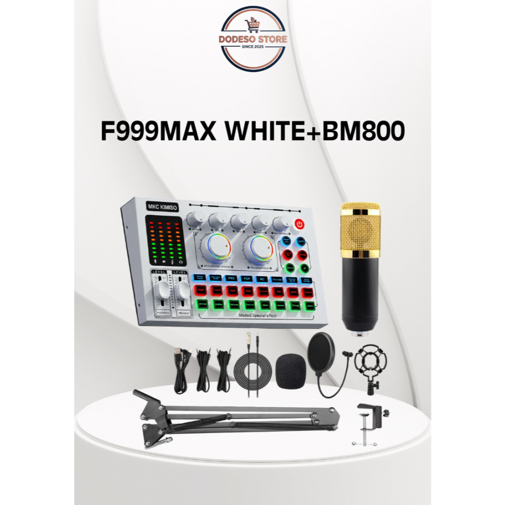 Paket Lengkap Soundcard F999MAX WHITE+BM800