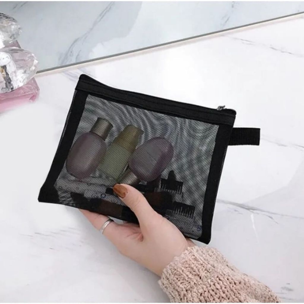 POUCH JARING PREMIUM/TAS JARING/TAS KOSMETIK/TAS JARING MAKEUP/TAS JARING TRANSPARAN/POUCH JARING UN