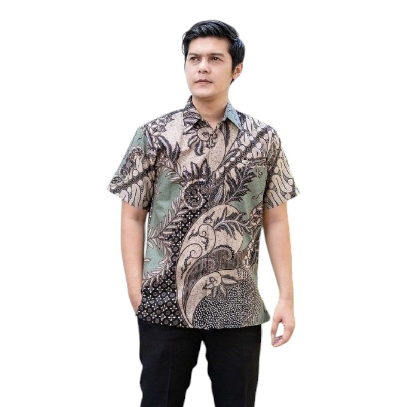 Kemeja Batik Pria Lengan Pendek Warna Hijau - Baju Batik Pria Lengan Pendek Warna Hijau