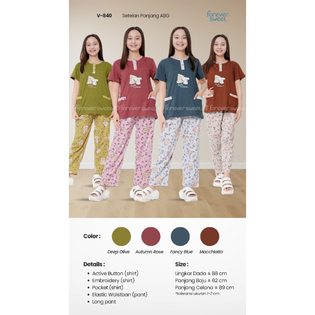 GROSIR Baju Tidur FOREVER  Sweet Concept CP ABG Celana Panjang YNT 380, FST 040, V 406 - 1, V 748, V