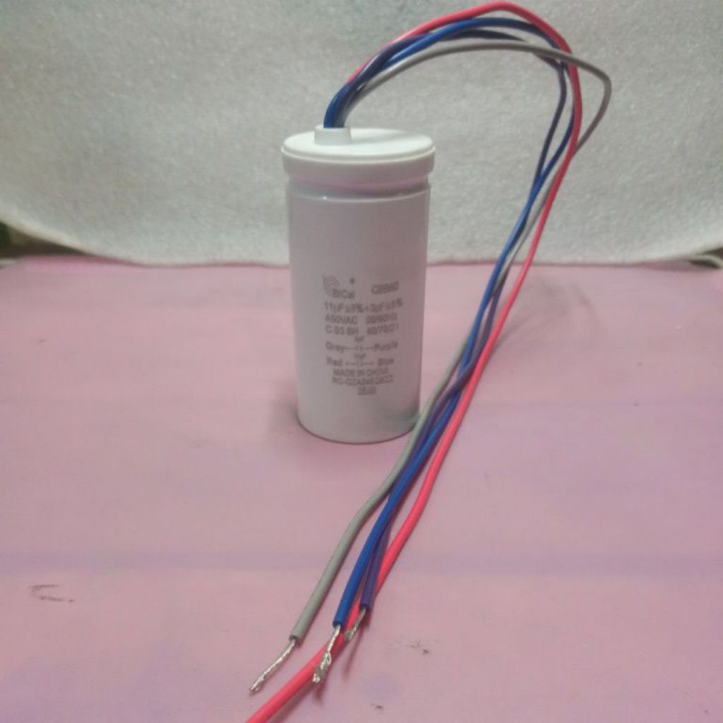 Kapasitor mesincuci 2 tabung sharp capasitor 11+3uf original Bicai CBB60