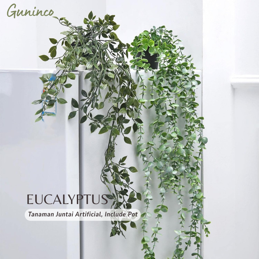 LCI Tanaman Juntai Eucalyptus Gantung Daun Rambat Palsu Tanaman Hias Indoor Pot Bunga Artificial