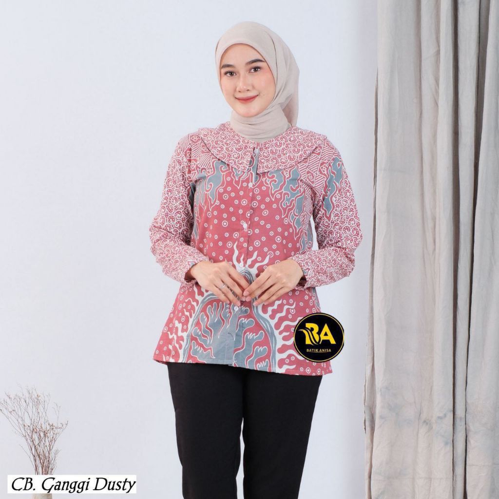 Batik Wanita Modern Kerja Lengan Panjang Kancing Depan Katun Premium Baju Atasan Kantor Elegan Terba