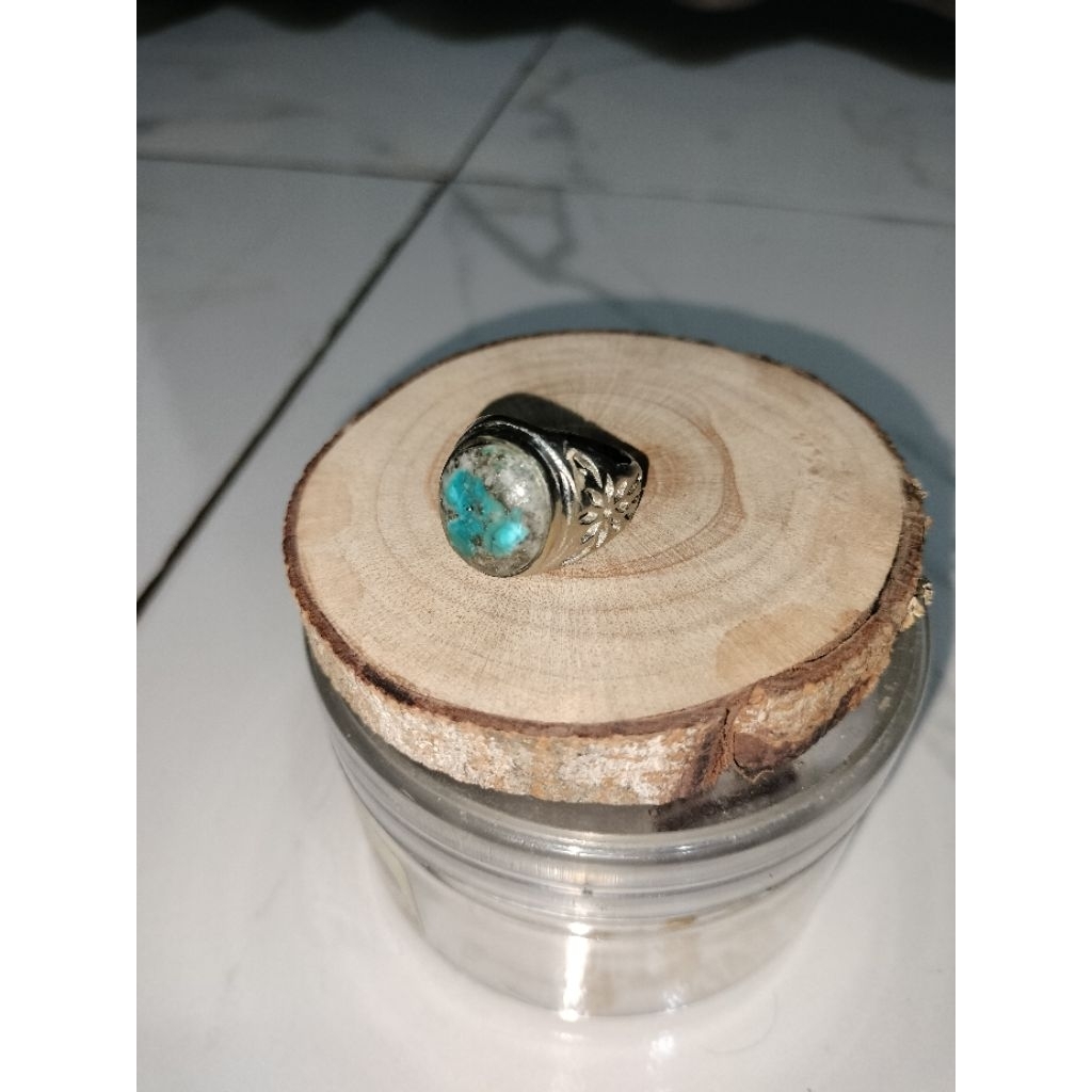 Batu akik pirus Persia badar perak lawasan