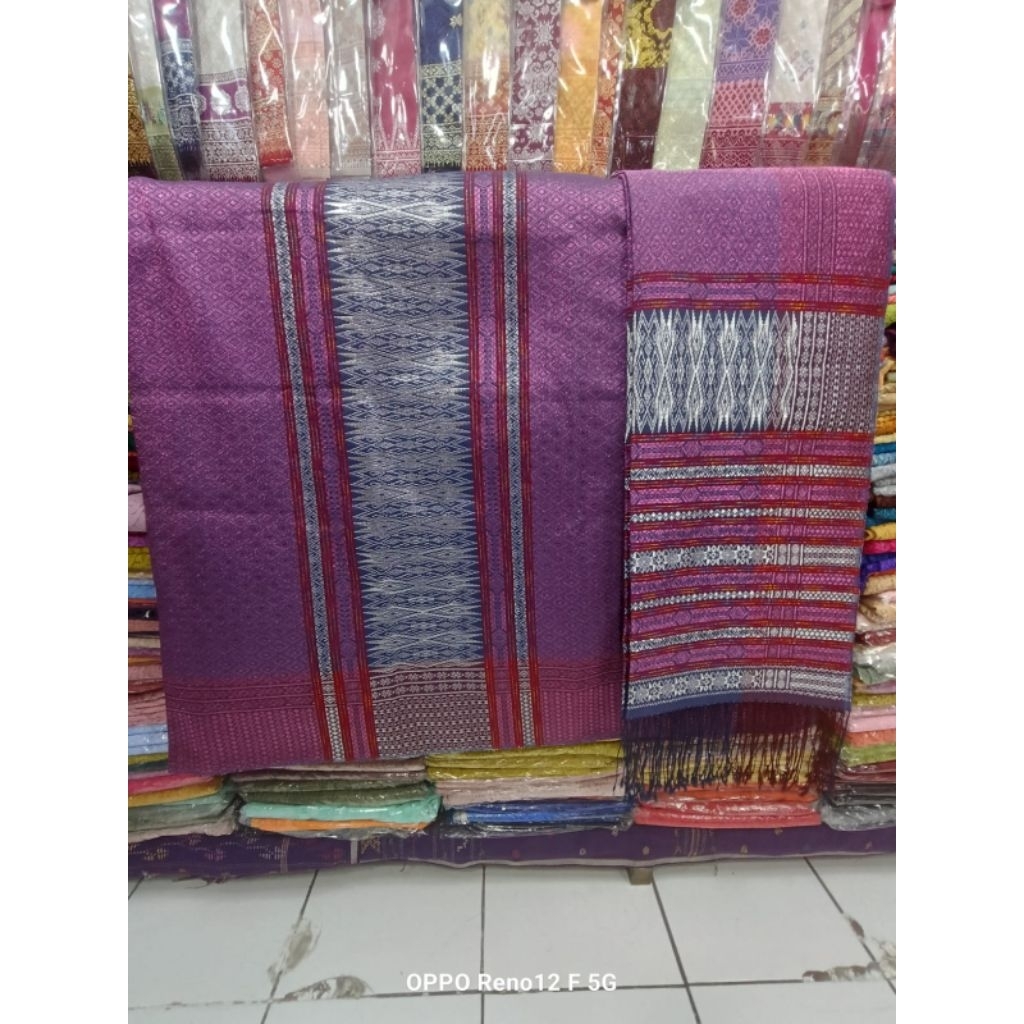 SONGKET TUMTUMAN TTS WARNA PINK PUTZIA TUMPAL.SILVER