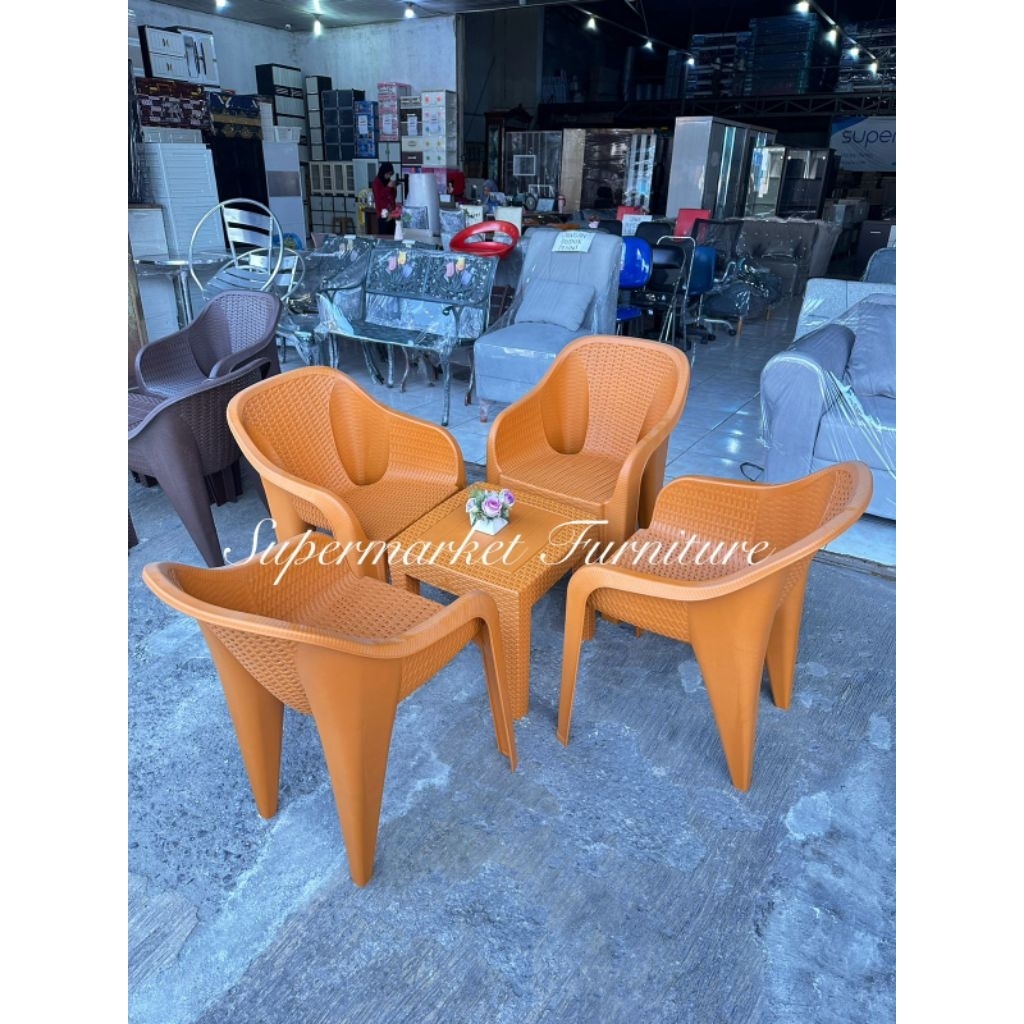 OLYMPLAST - SET 4 KURSI PLASTIK OLYMPLAST 505+ MEJA OCTR/ SET KURSI PLASTIK TERAS