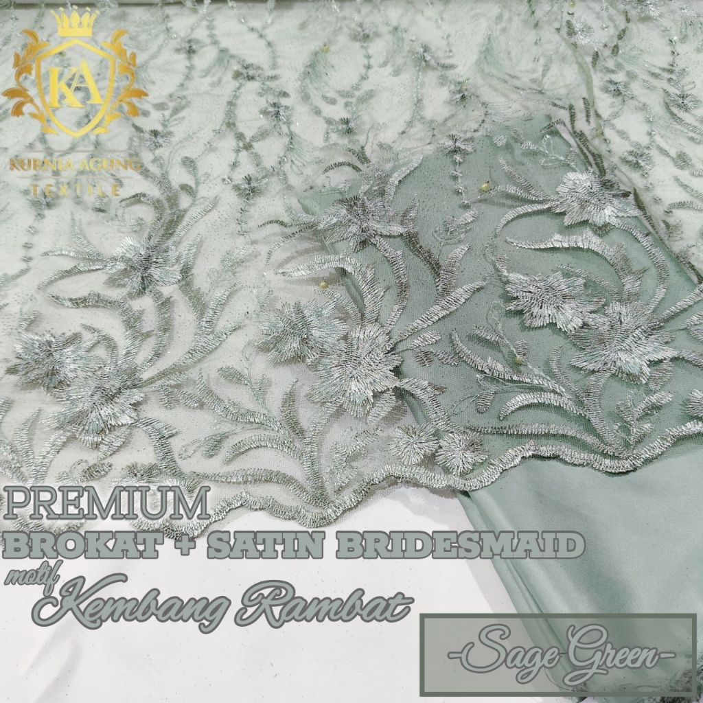 Bahan Kain Brukat Brokat Bordir Premium/Motif Bunga/Cocok Buat Kebaya Wisuda Lamaran Seragam Warna S