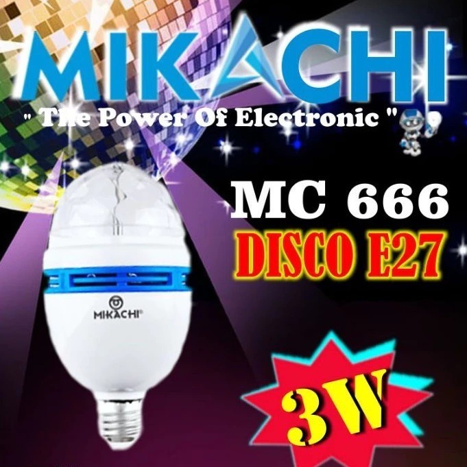 Lampu Disco Warna Warni  E27 MC 666 / Lampu LED Disko Party Light Mikachi 3 Watt Fitting E27 Warna-W