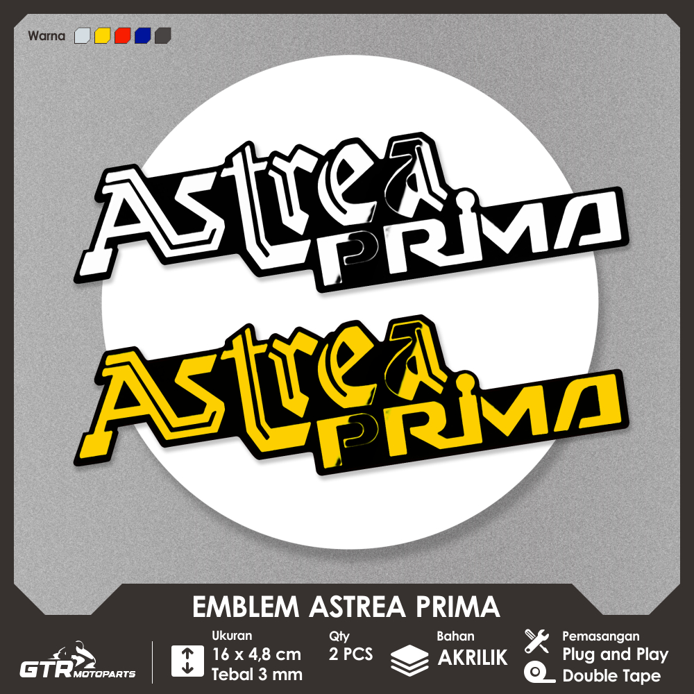 GTR Emblem Astrea Prima 2 PCS Timbul 3D Aksesoris Motor Honda Astrea Prima