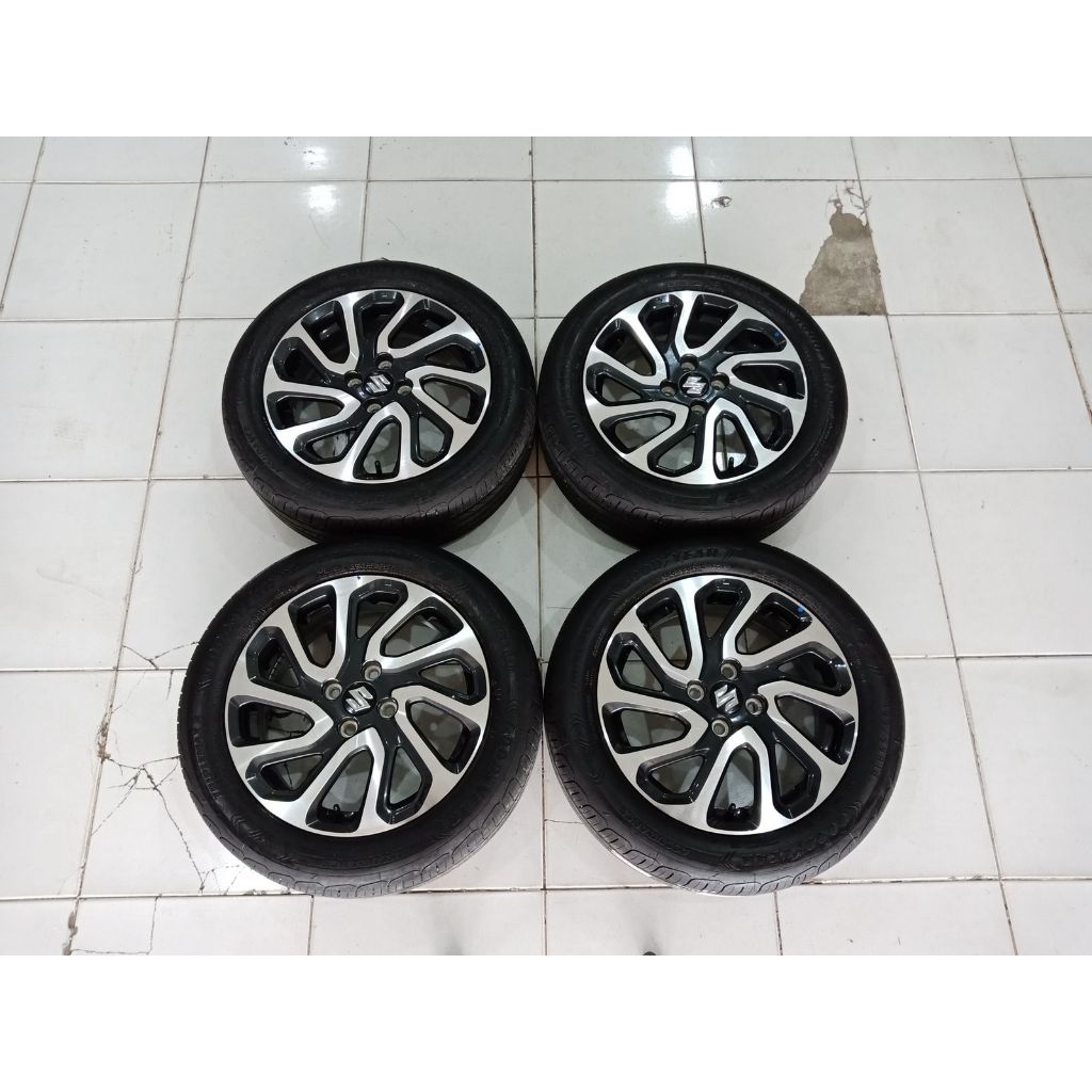 Velg Mobil Seken ORIGINAL MOBIL BALENO Ring 16 Baut 4x100 + BAN 195 55 r16 SIAP PAKAI