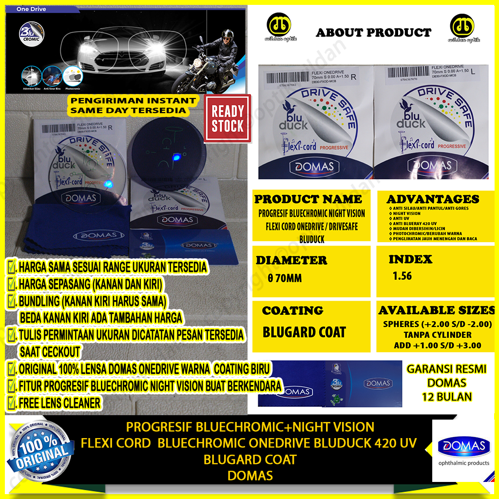 DOMAS PROGRESIF FLEXI CORD BLUECHROMIC DRIVE SAFE/BLUDUCK 420 UV BLUGARD COAT