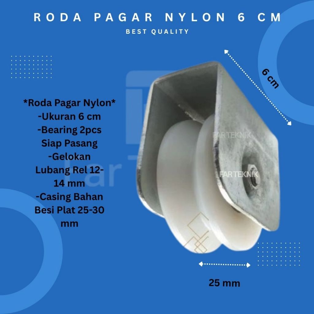 Roda pagar pintu besi nylon, roda anti brisik roda pagar stainles type siku/(v) 6 cm 7 cm 8 cm
