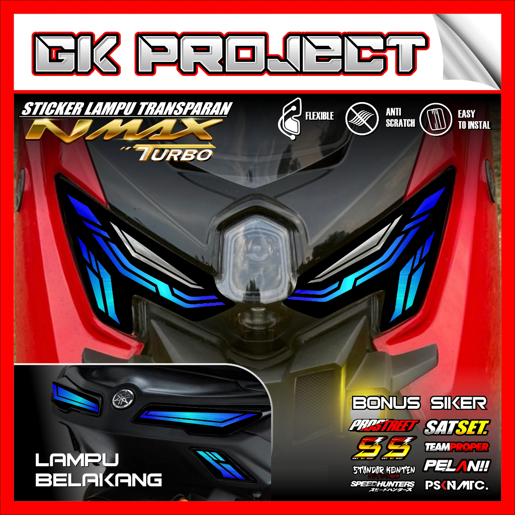 Stiker Lampu NMAX TURBO Satu Set Depan Belakang | Stiker Variasi Lampu Alis Motor Yamaha NMAX TURBO 