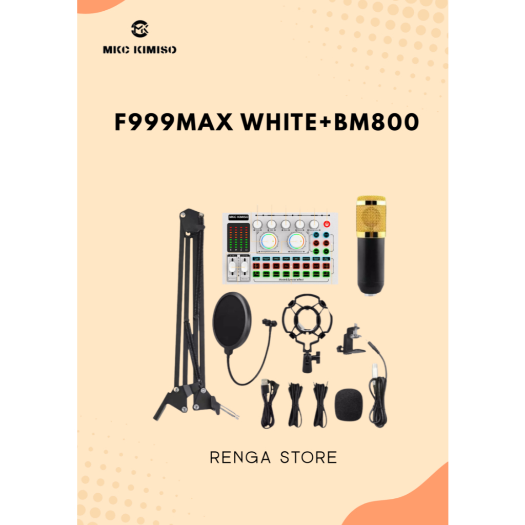Paket Lengkap Soundcard F999MAX WHITE+BM800