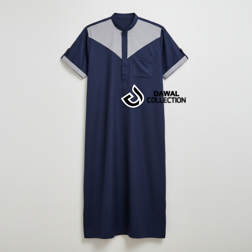 Jubah Gamis Yasir Lengan Pendek Bahan Katun Toyobo Sedia Ukuram M sampi 5XL Kombinasi Warna