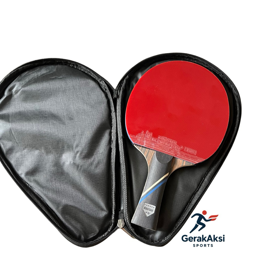Bet Tenis Meja KOKUTAKU 6 Star Blue Sponge ITTF Original + Case
