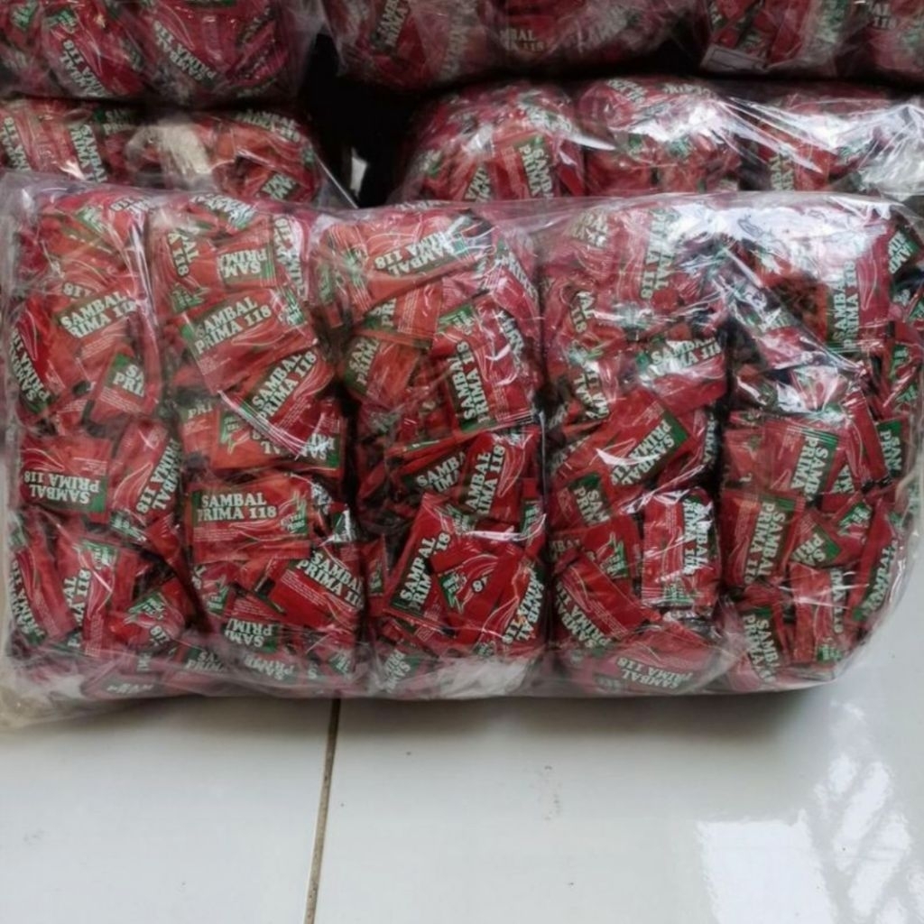Saos Sambal Prima 118 (1 Ball = 1000 Sachet) / Saus Sachet Prima Merah / Saus Prima Extra Pedas