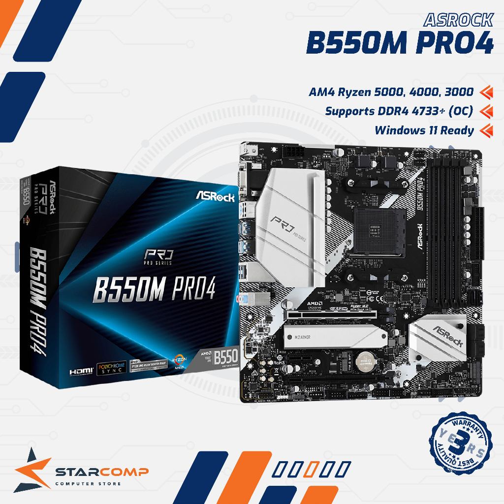 ASRock B550M PRO4 AM4 B550 PRO 4 DDR4