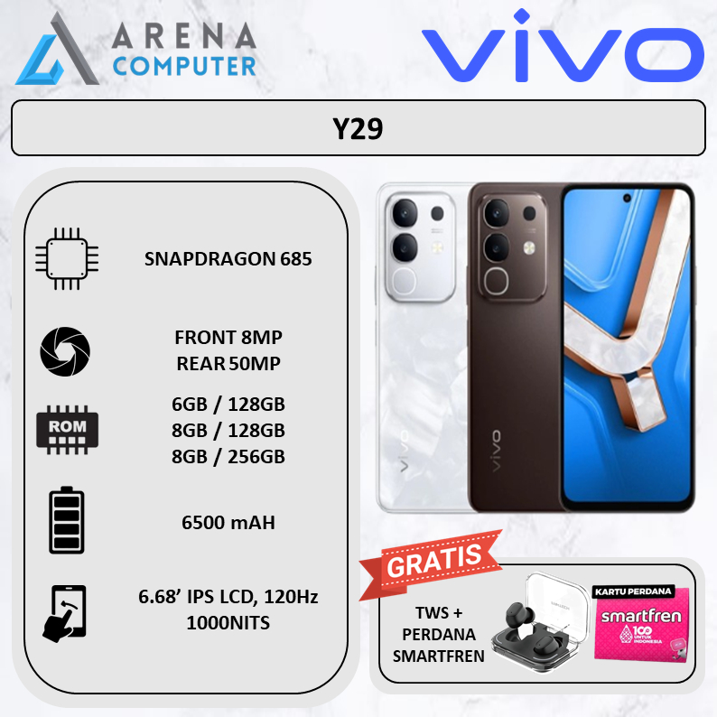 Vivo Y29 4G 6GB/128GB 8GB/128GB 8GB/256GB - Snapdragon 685 - Main Camera 50MP - Garansi Resmi Vivo