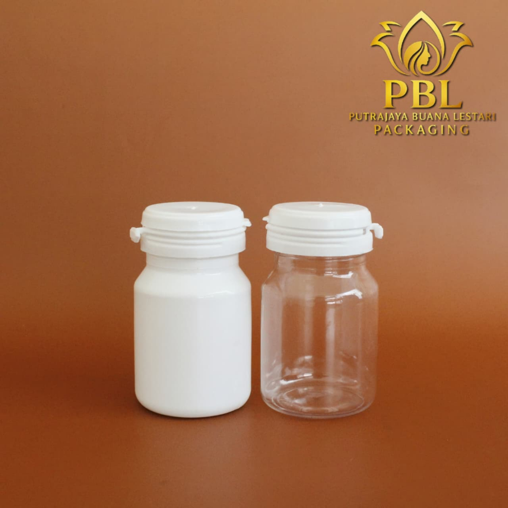 Botol Kapsul isi 30 / Botol 30ml Bulat / Botol Kemasan Pil & Kapsul 30ml / Botol Plastik Pet Tebal