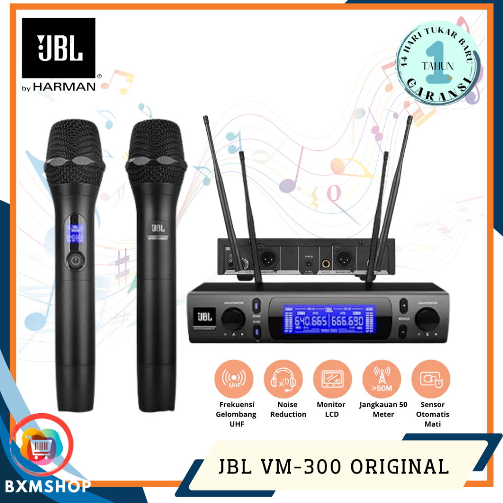 JBL VM300 Wireless Microphone System/JBL VM-300 Microphone Wireless Karaoke Dual Mic