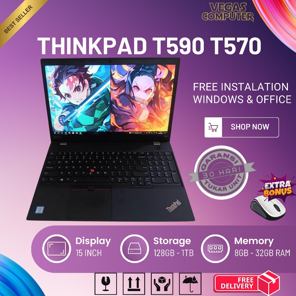 Lenovo Thinkpad T590 T580 T570 | L590 L580 | E590 E580 i5 Gen8 RAM 16GB SSD 512GB 15INCH TOUCHSCREEN