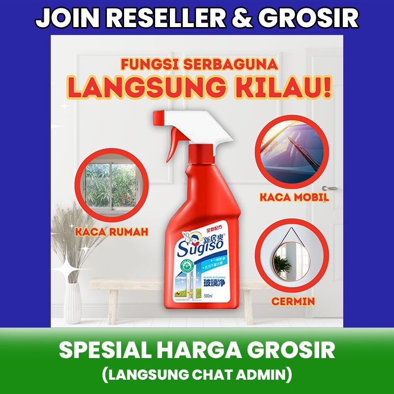 Sugiso Pembersih Kaca Spray Glass Cleaner Pembersih Jamur Kaca Mobil Cling Pembersih Kaca Jendela 50