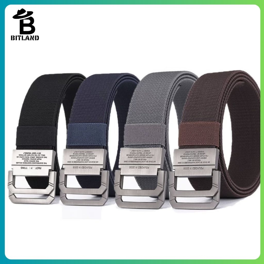 BITLAND Ikat Pinggang Pria Tali Karet Elastis / Stretch Gesper Double Ring Metal Otomatis AH-100/SHE