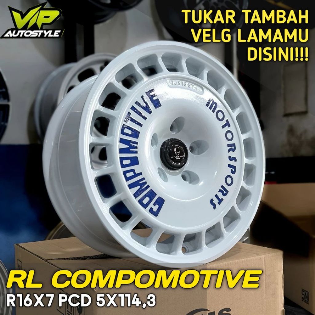 Velg RL Compomotive Rally R16 White Innova, Xtrail, Rush, Terios, Xpander, Ring 16 5x114,3