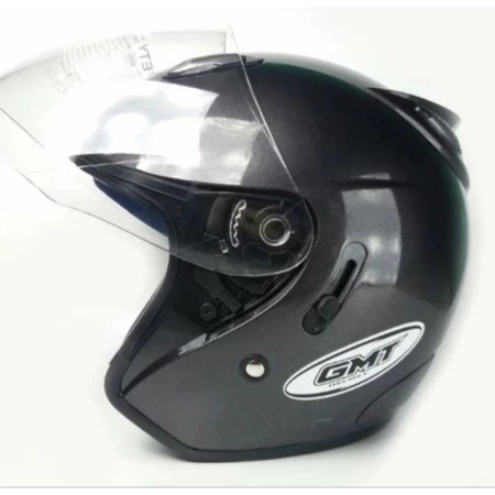 HELM GMT SOLID ORIGINAL DUA KACA / HELM MOTOR SNI GMT POLOS GUNMETAL TERBARU