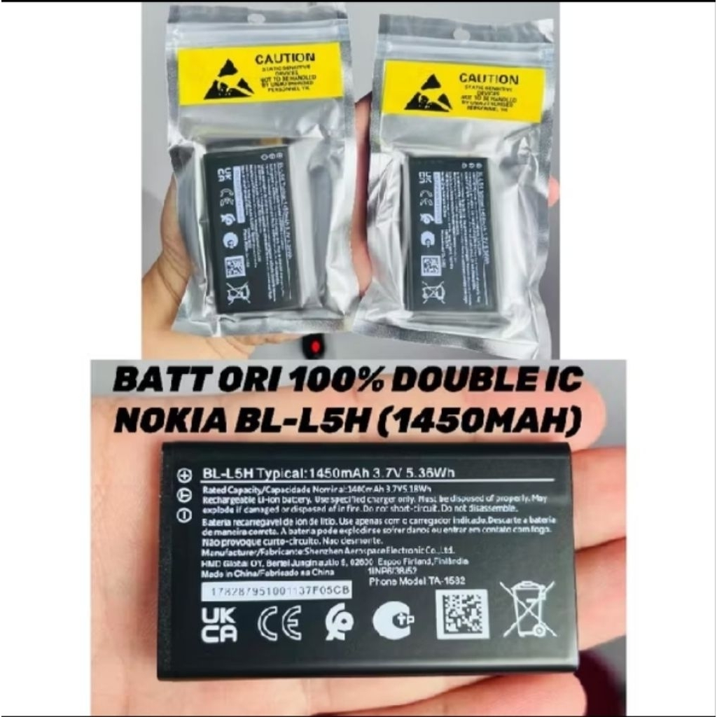 baterai Nokia BL-L5H double IC /baterai Nokia BL- L5H double IC ORI 100% Nokia N105 4G /110 4G
