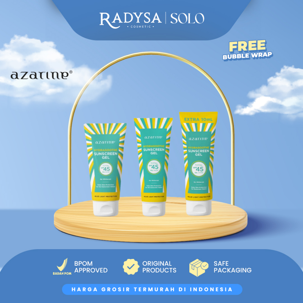 𝐑𝐀𝐃𝐘𝐒𝐀 - AZARINE HYDRASOOTHE SUNSCREEN GEL SPF 45 PA ++++ 30ml 50ml 100ml | SUNSCREEN PELINDUNG WAJA