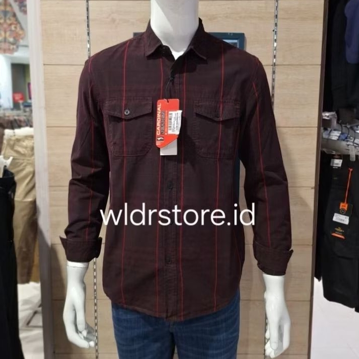 KEMEJA PRIA BRAND CARDINAL JEANS ORIGINAL SLIMFIT 2863 MERAH MAROON