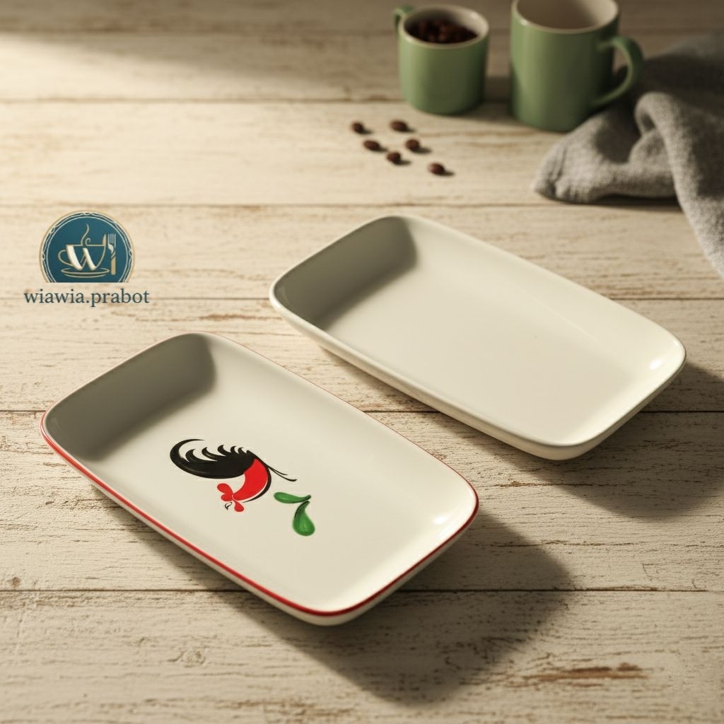 piring kotak porselen kopin / piring persegi panjang saji kue kentang / piring segi saji
