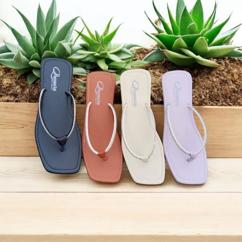 sandal jepit mutiara wanita tali diamond livina