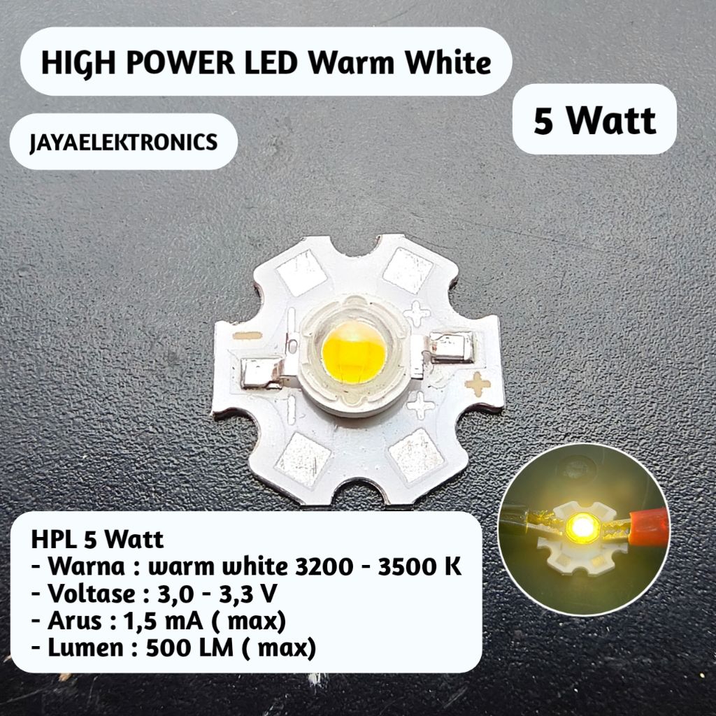 LED HPL 5 W warna Warmwhite + Heatsink Grade A per 1 pcs - HPL 5 Watt senter super terang upgrade