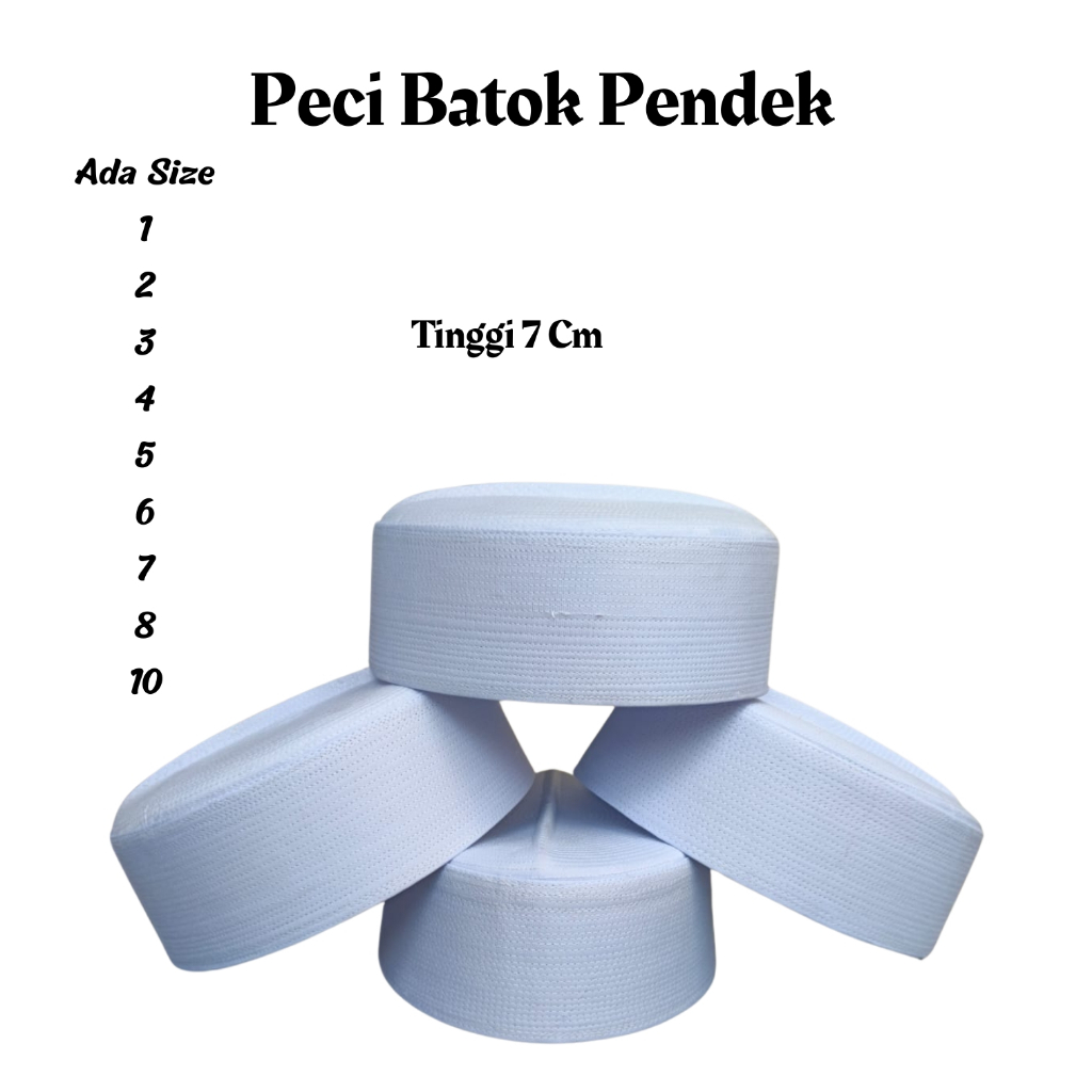 TERMURAH  Peci Batok Pendek Peci Batok Putih Tinggi 7 Cm Peci Batok Peci Batok Putih