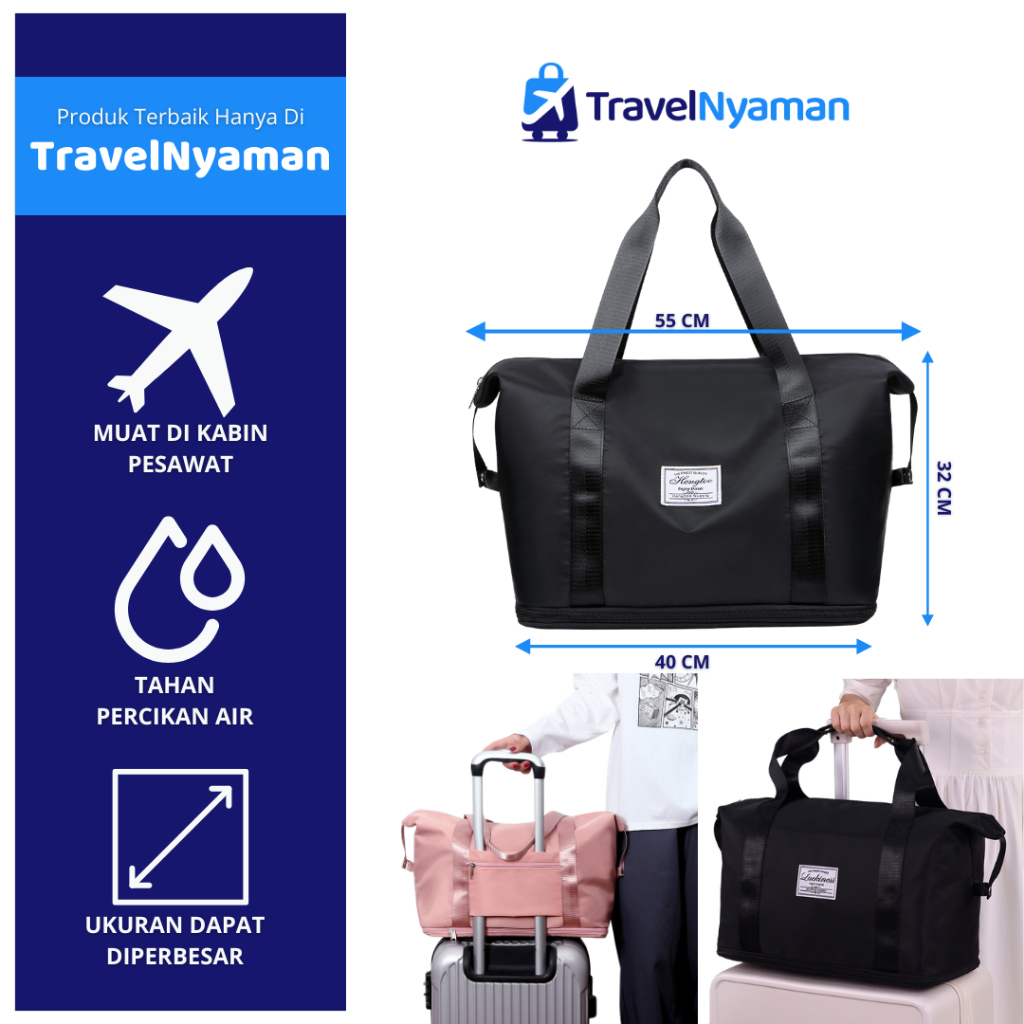 TRAVELNYAMAN Tas Travel Waterproof Jumbo | Tas Pesawat | Tas Kabin | Tas Mudik