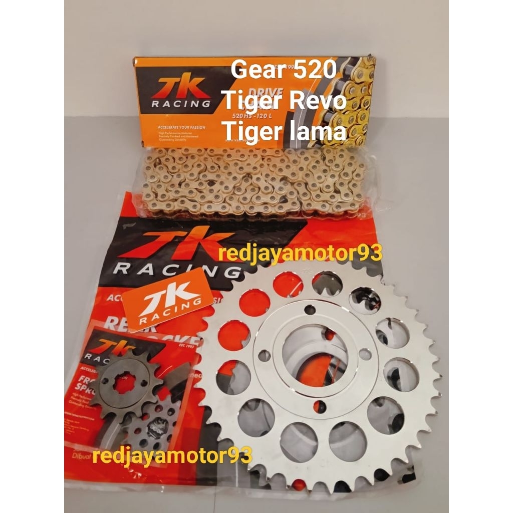 gear set 520 TK racing Tiger Revo Tiger lama full TK Rantai gold 520HS